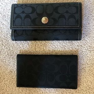 Black Coach wallet with matching checkbook cover